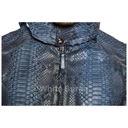 Blue snake skin patterned jacket 
