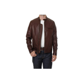 Brown leather jacket