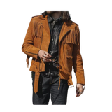 Brown suede jacket with fringes 