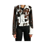 Cow print leather jacket 