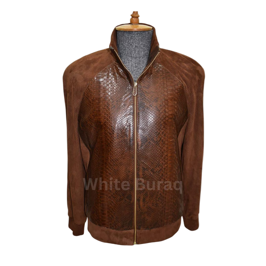 Brown leather jacket on a mannequin 