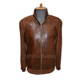 Brown leather jacket on a mannequin 