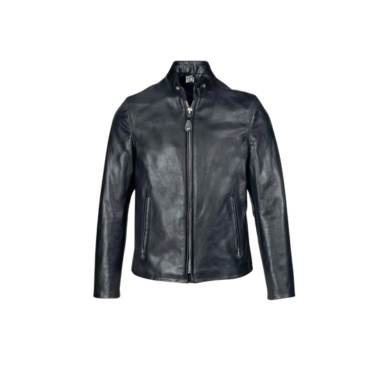 Black leather jacket on a white background