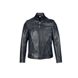 Black leather jacket on a white background