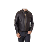 Black leather jacket worn by a person 