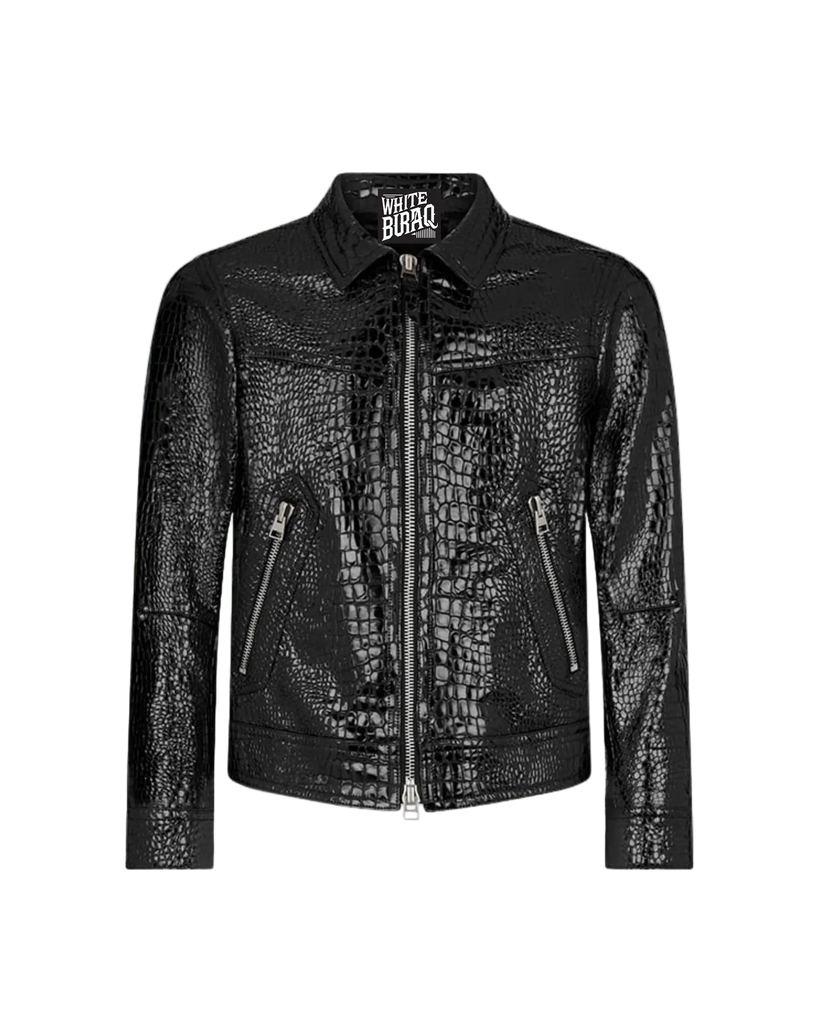 Nvidia CEO CES 2025 Jensen Huang Leather Jacket Black Alligator