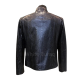 Black leather jacket with snake skin pattern 