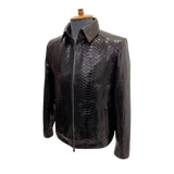 Black textured leather jacket on a mannequin 