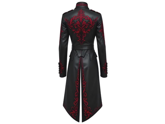Black coat with red embroidery 