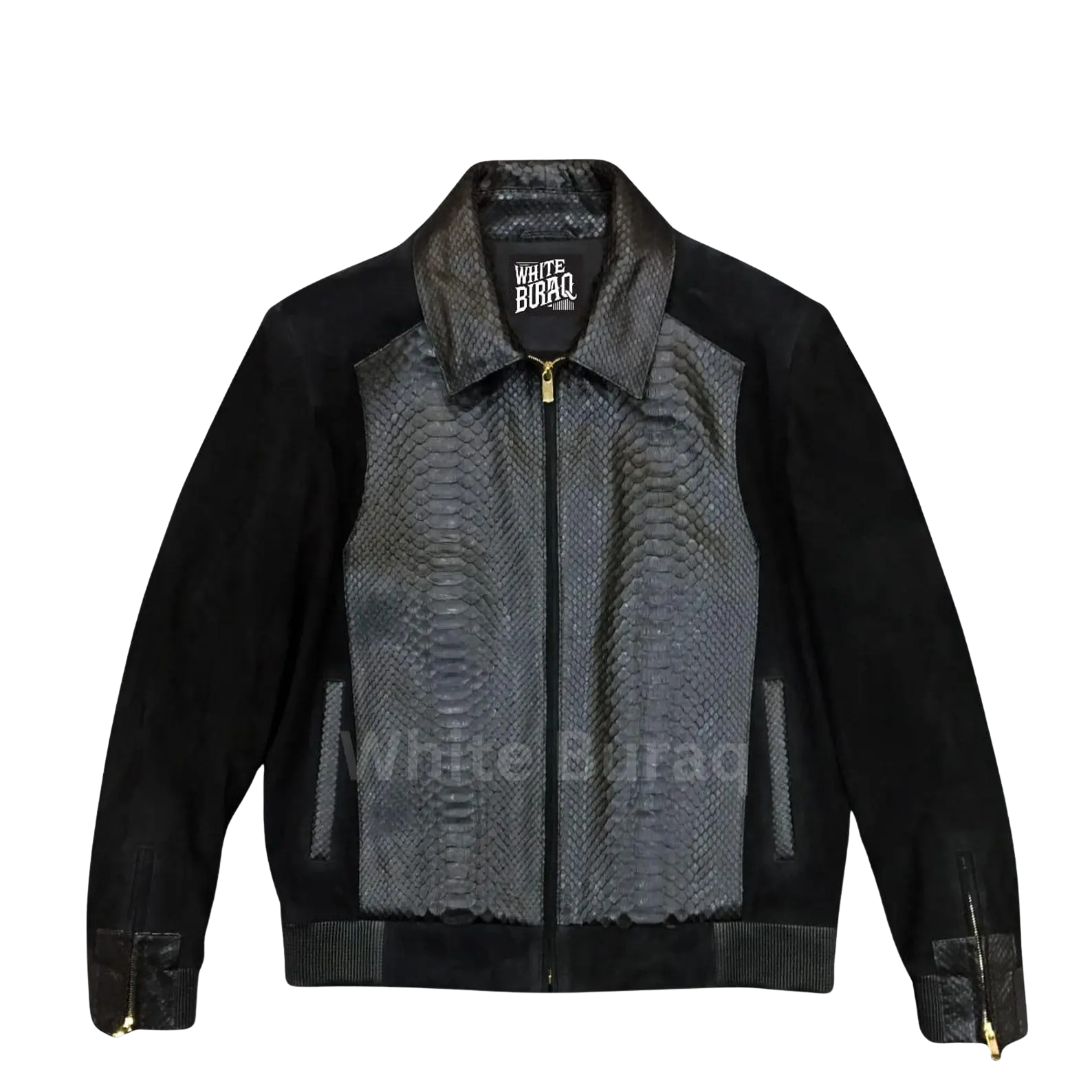 Black and gray jacket with a brand logo