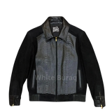 Black and gray jacket with a brand logo