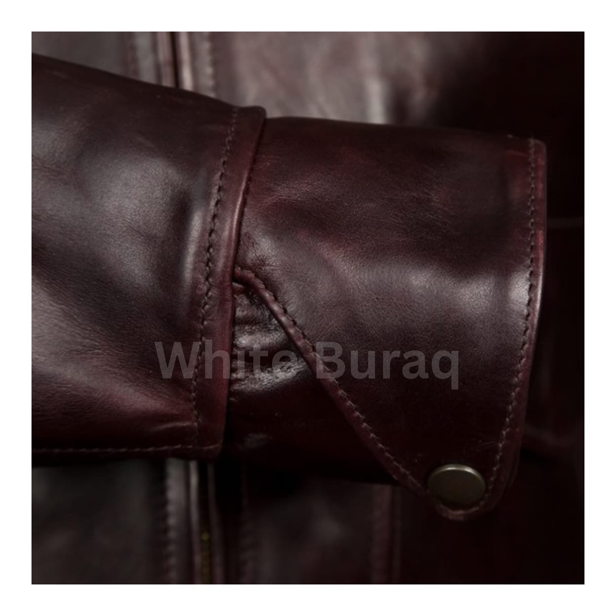 Close-up of a brown leather jacket 