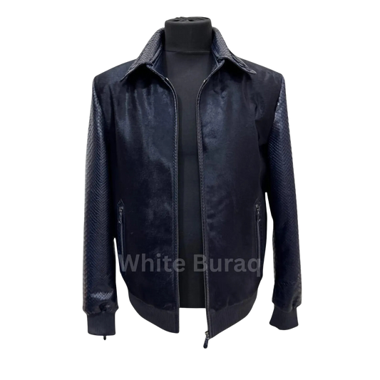 Navy Blue leather jacket 