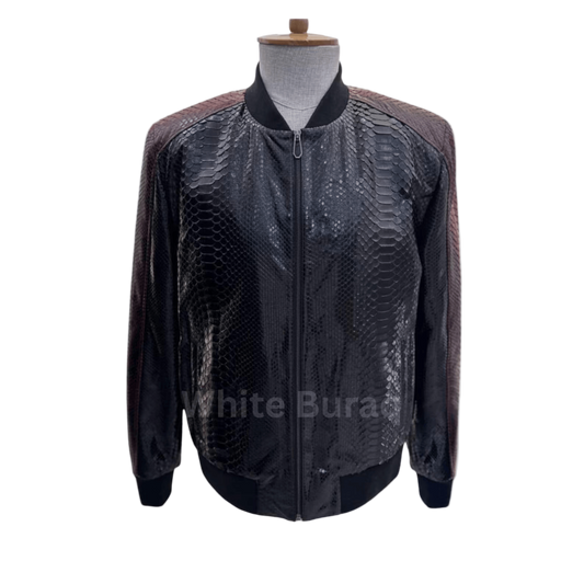 Black textured jacket on a mannequin 