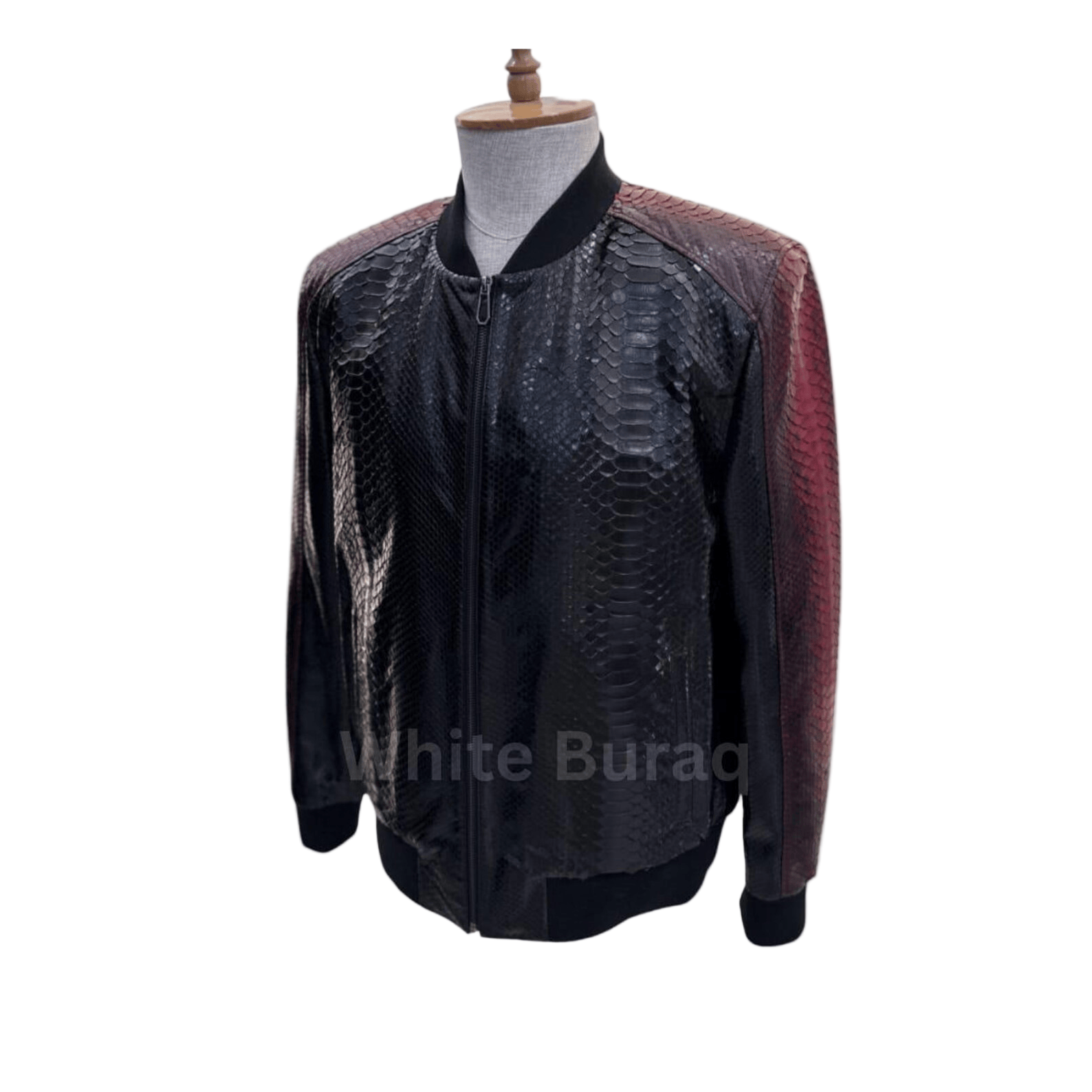 Black and red jacket on a mannequin 