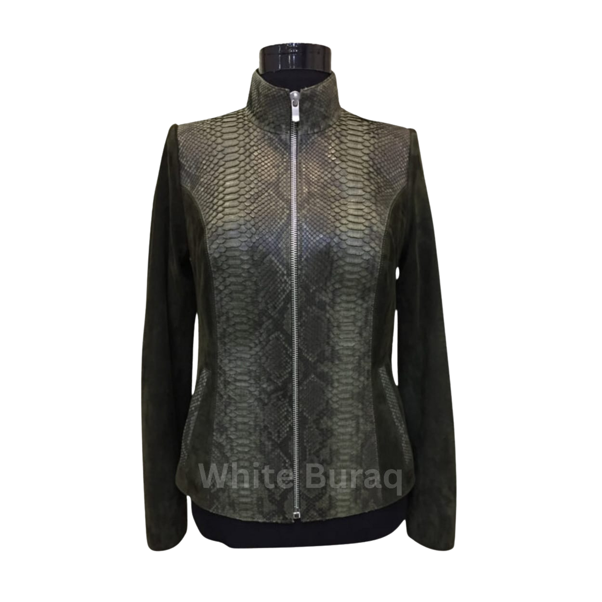 Green Snake Skin Leather Jacket