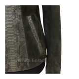 Green Snake Skin Leather Jacket