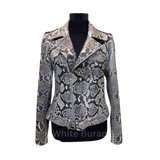 White Real Python Leather Jacket