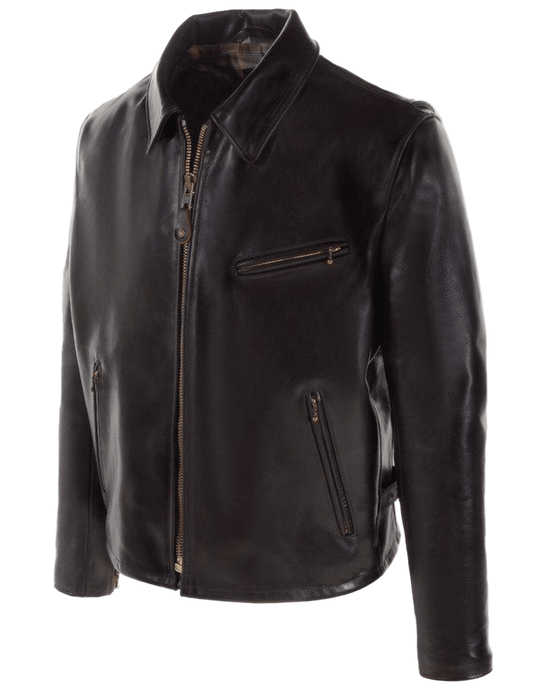Black leather jacket with zippers 