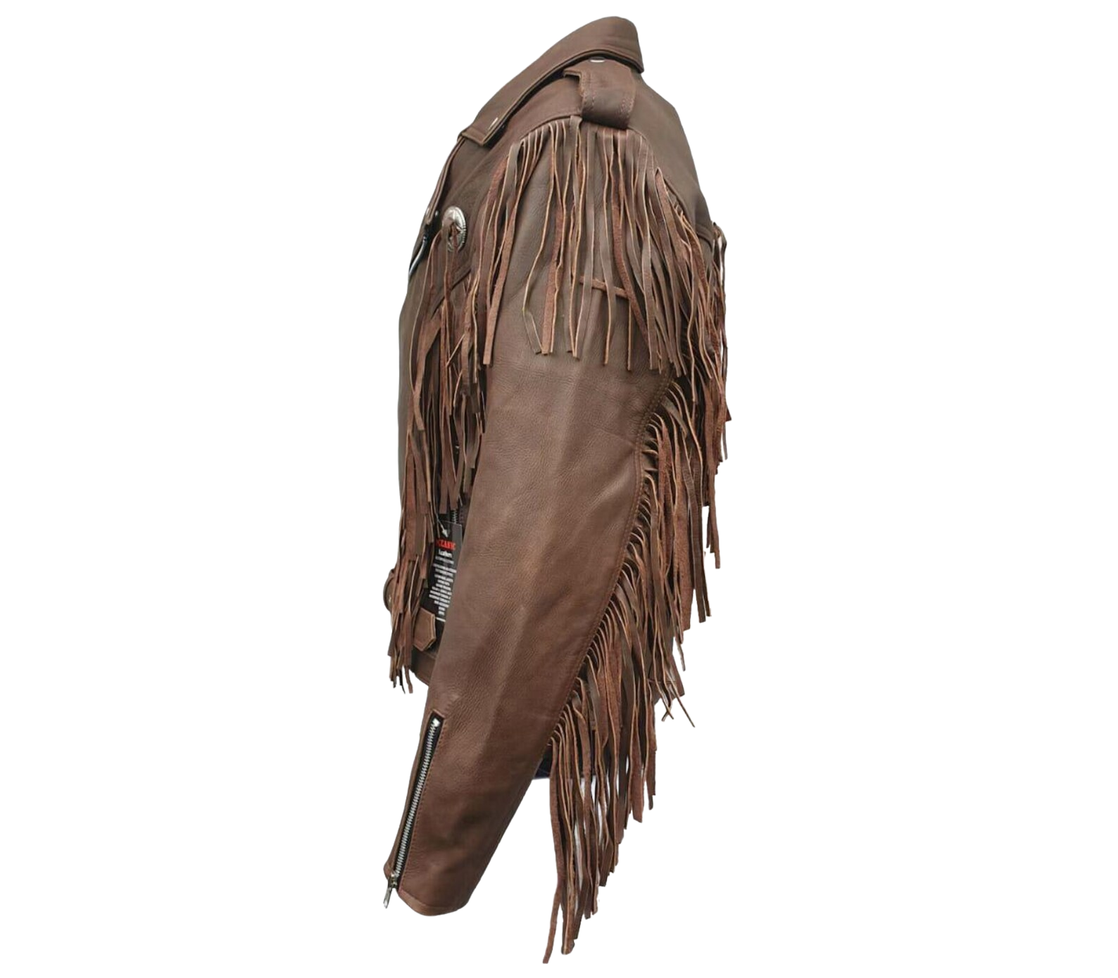 Brown leather bag with fringes 