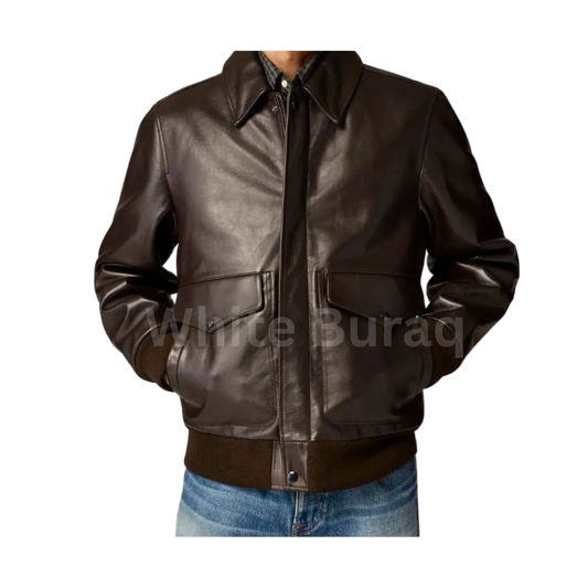 Men’s Aviator A2 Vintage Brown Leather Bomber Jacket