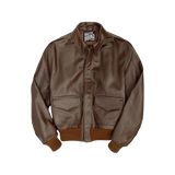 Brown leather jacket with brand logo 