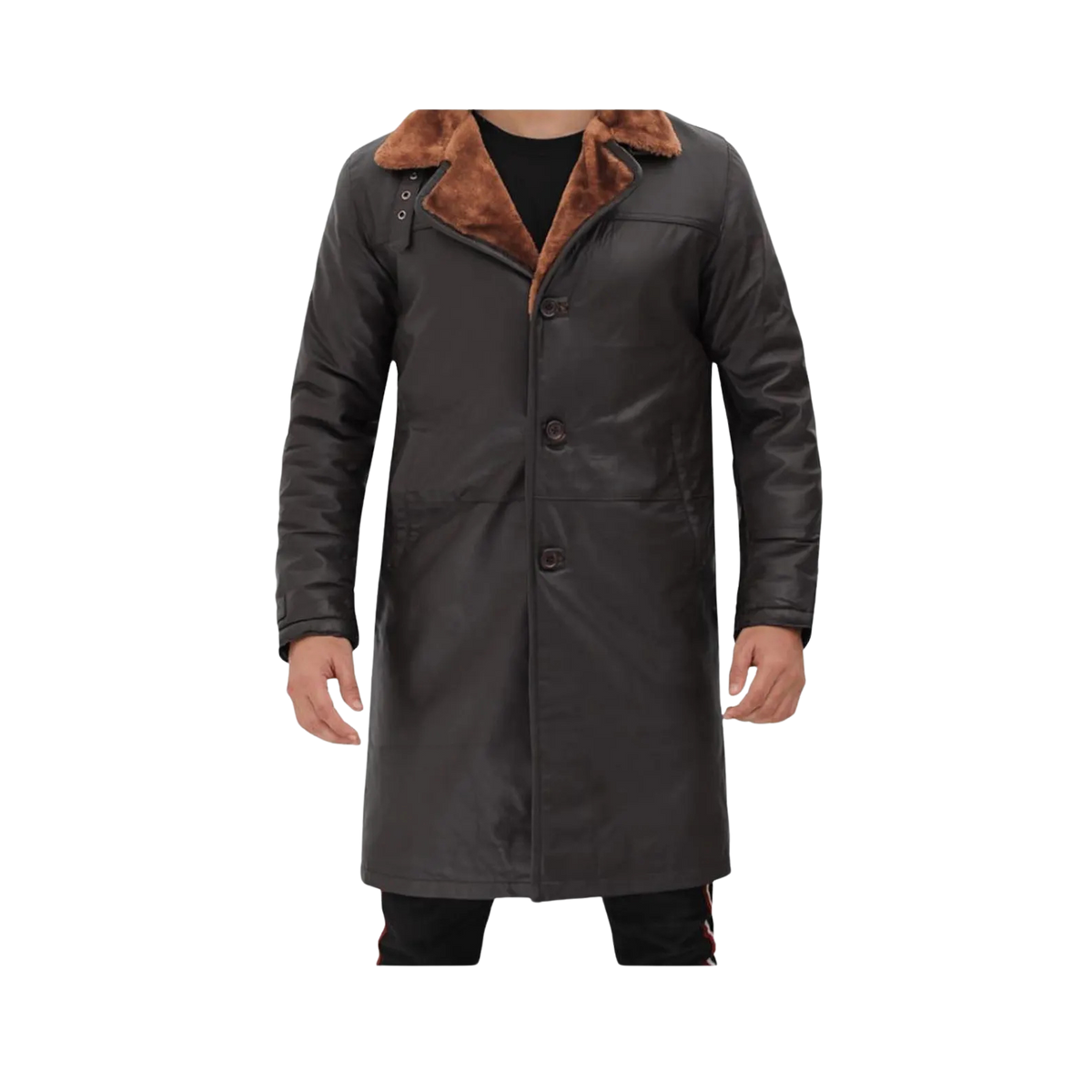 Dark gray coat with brown fur collar 