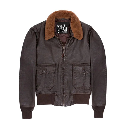 Brown jacket with brown fur collar 