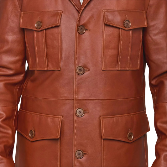 Men’s Brown Leather Safari Jacket