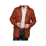 Brown leather jacket worn by a person 