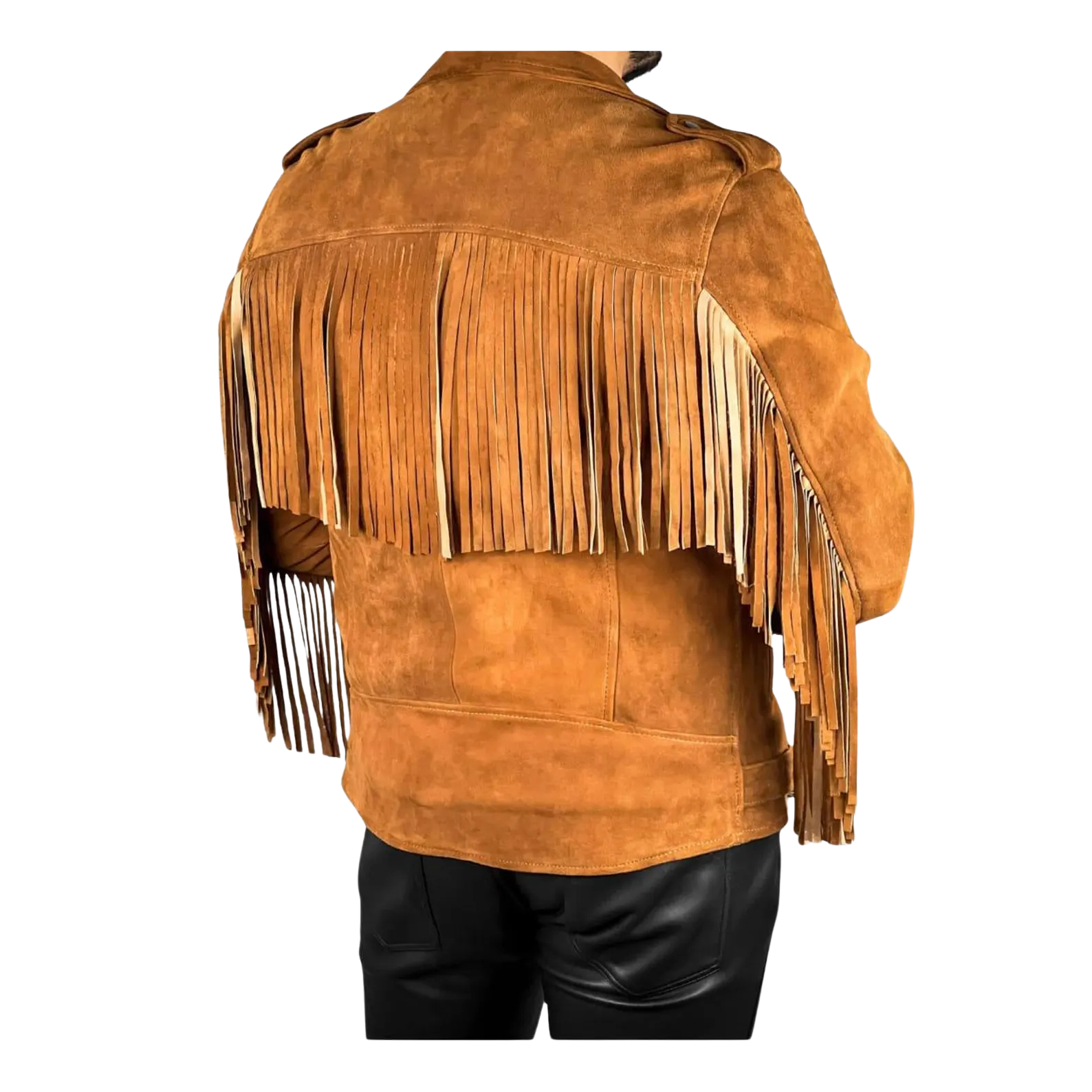 Brown suede fringe jacket 