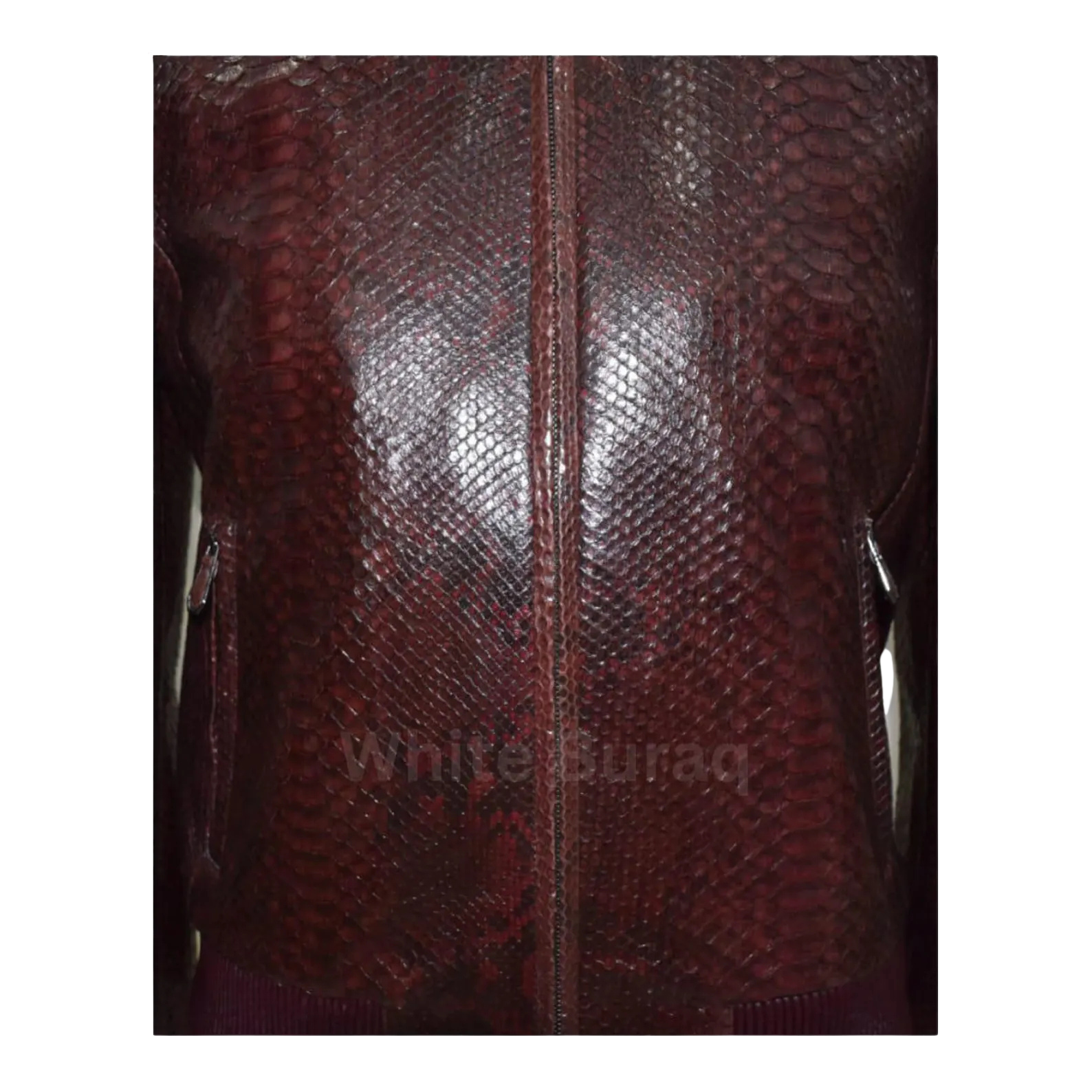 Close-up of a textured brown leather jacket 