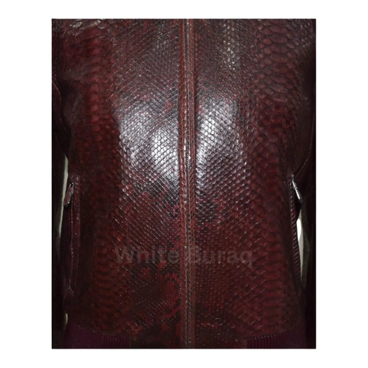 Close-up of a textured brown leather jacket 