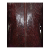 Close-up of a textured brown leather jacket 