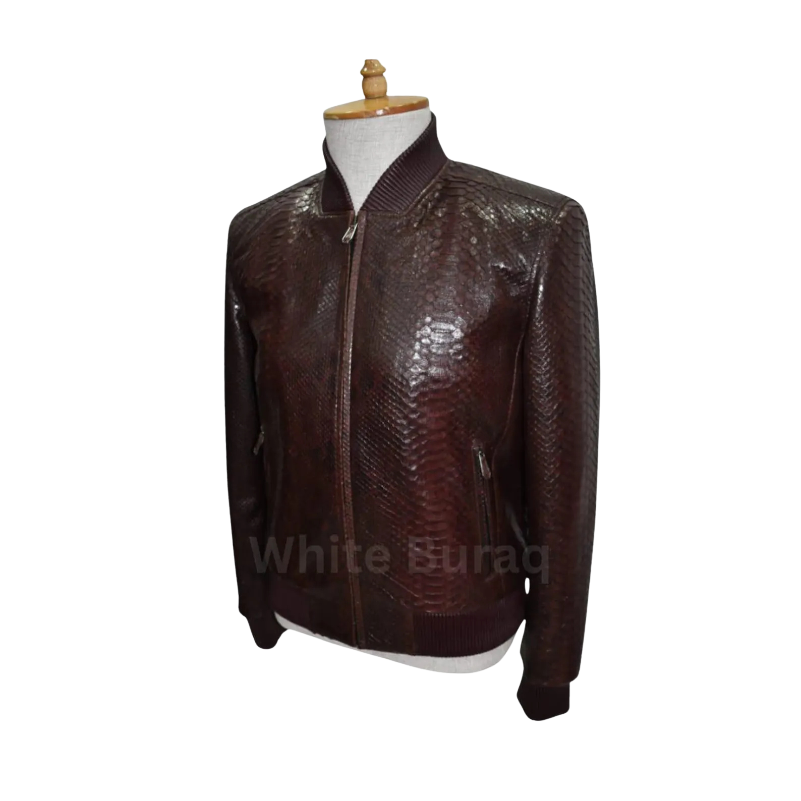 Brown leather jacket on a mannequin 
