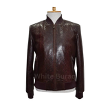 Brown leather jacket on a mannequin 