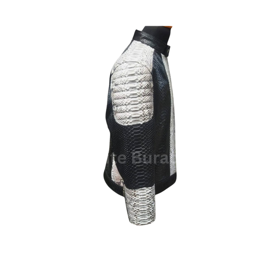 Cafe Racer Snakeskin Leather Jacket 