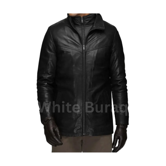 Black leather jacket with gloves 