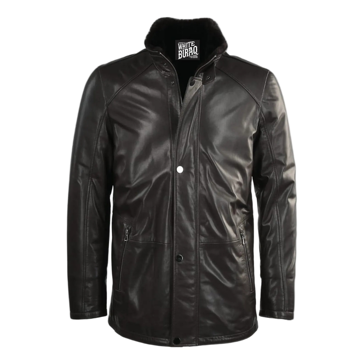 Black leather jacket with fur lining 