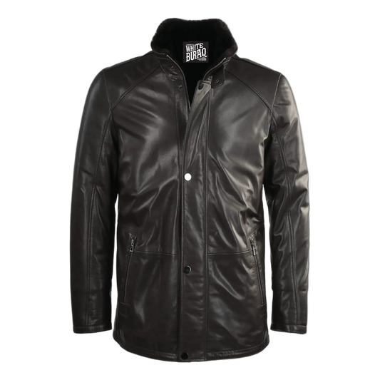 Black leather jacket with fur lining 