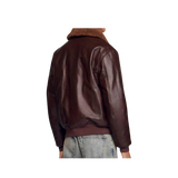 Brown leather jacket worn by a person 