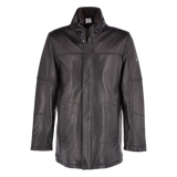 Black leather jacket on a white background