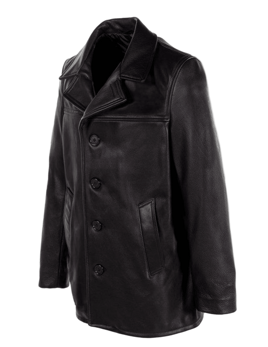 Black leather coat 