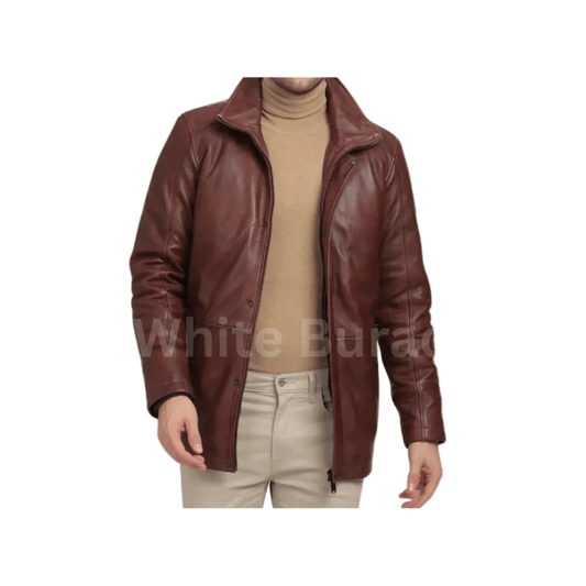 Brown leather jacket worn by a person 