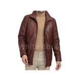 Brown leather jacket worn by a person 