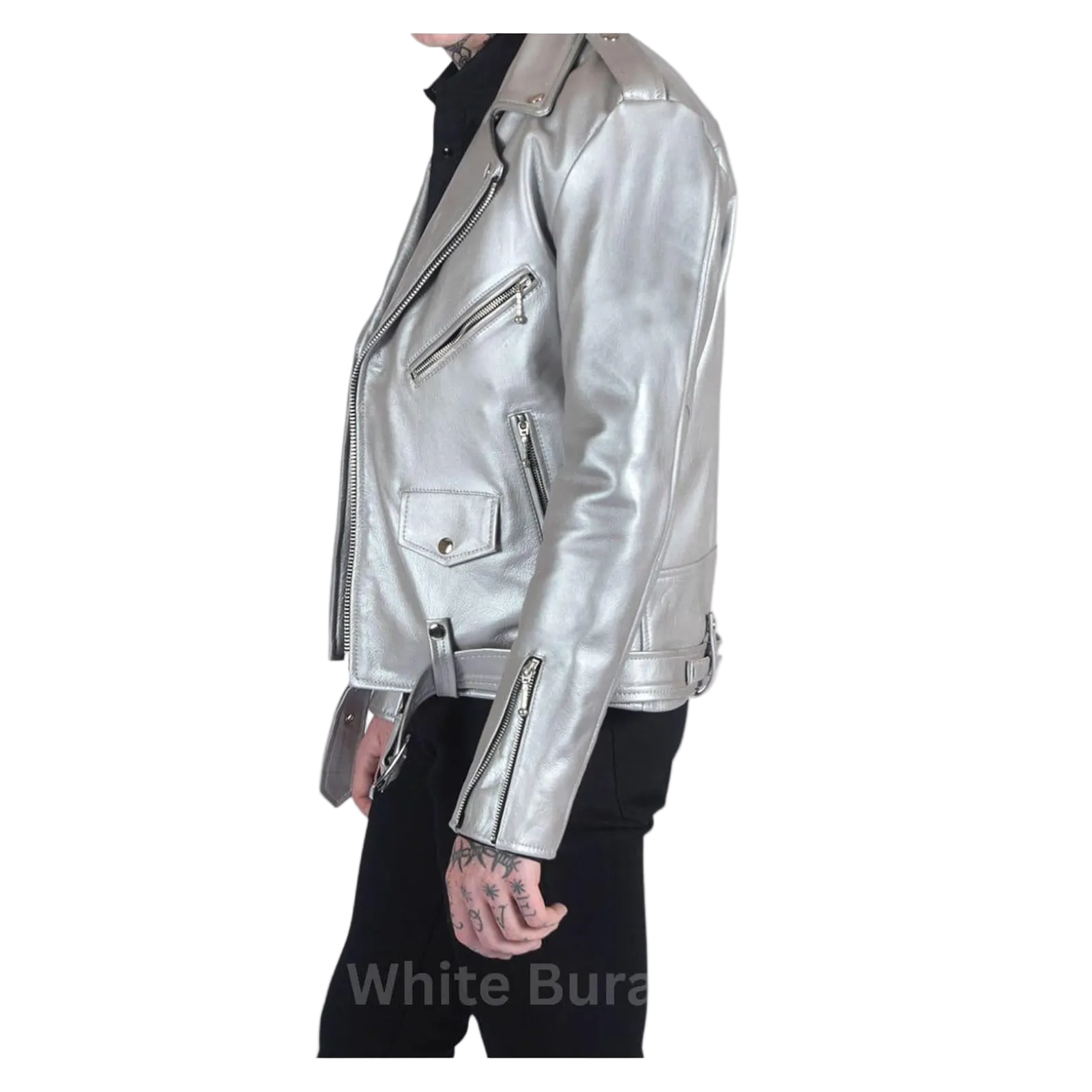 Silver leather jacket 