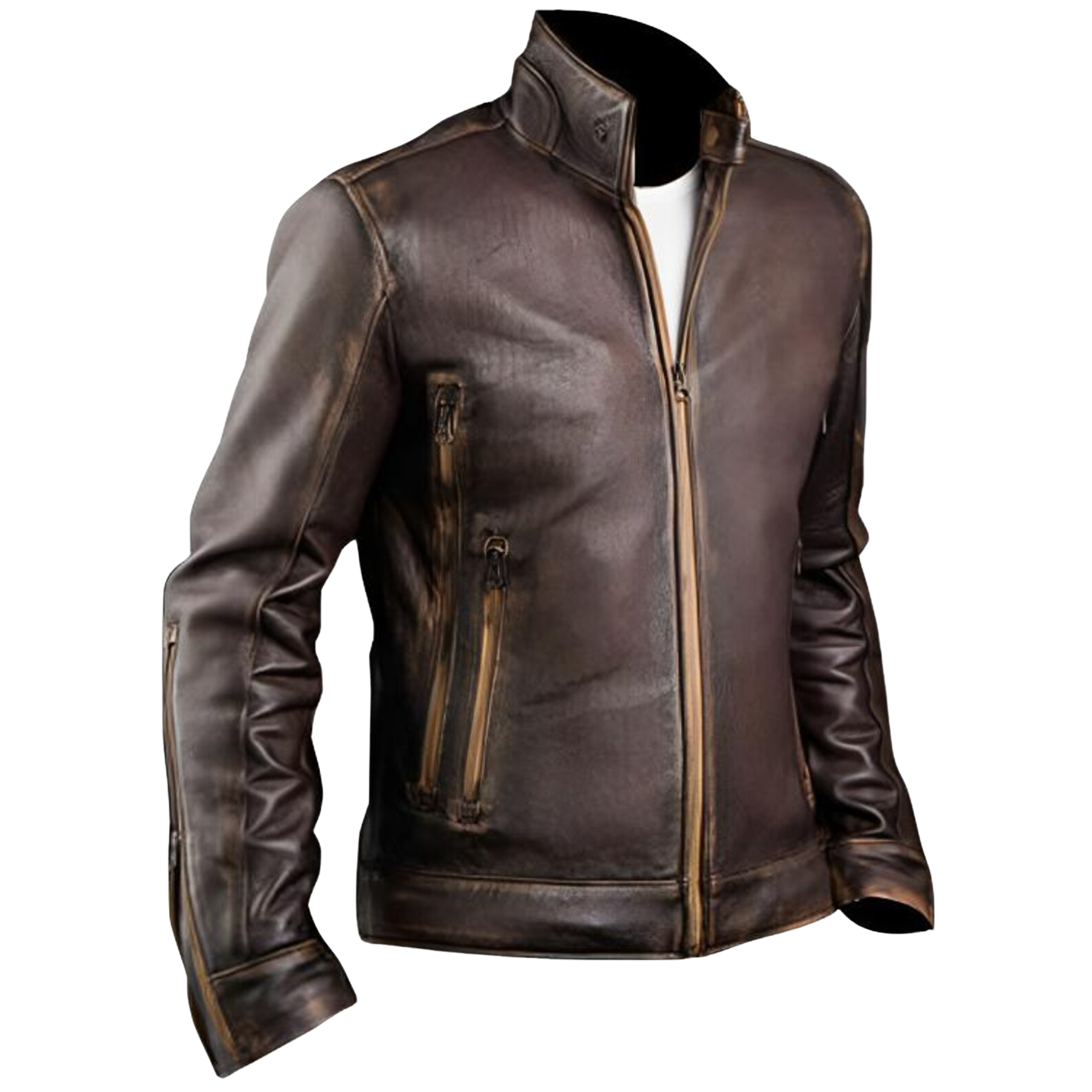 Brown leather jacket 