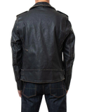 Black leather jacket worn by a person 