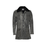 Gray coat with black collar 