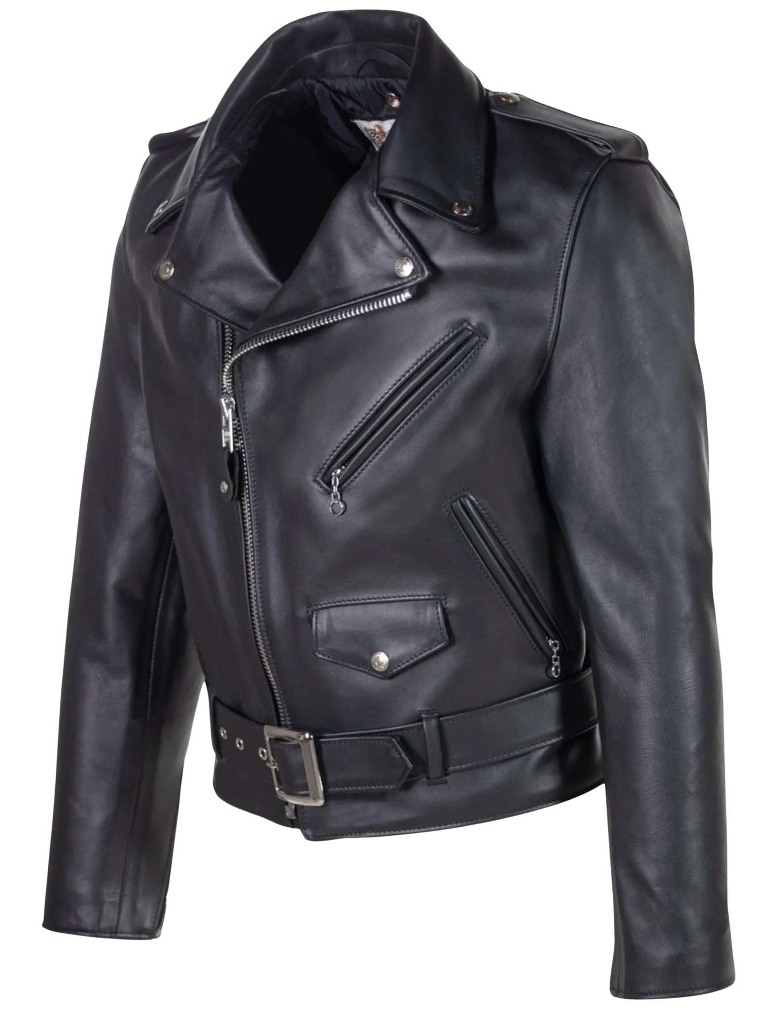 Black leather jacket with zippers 
